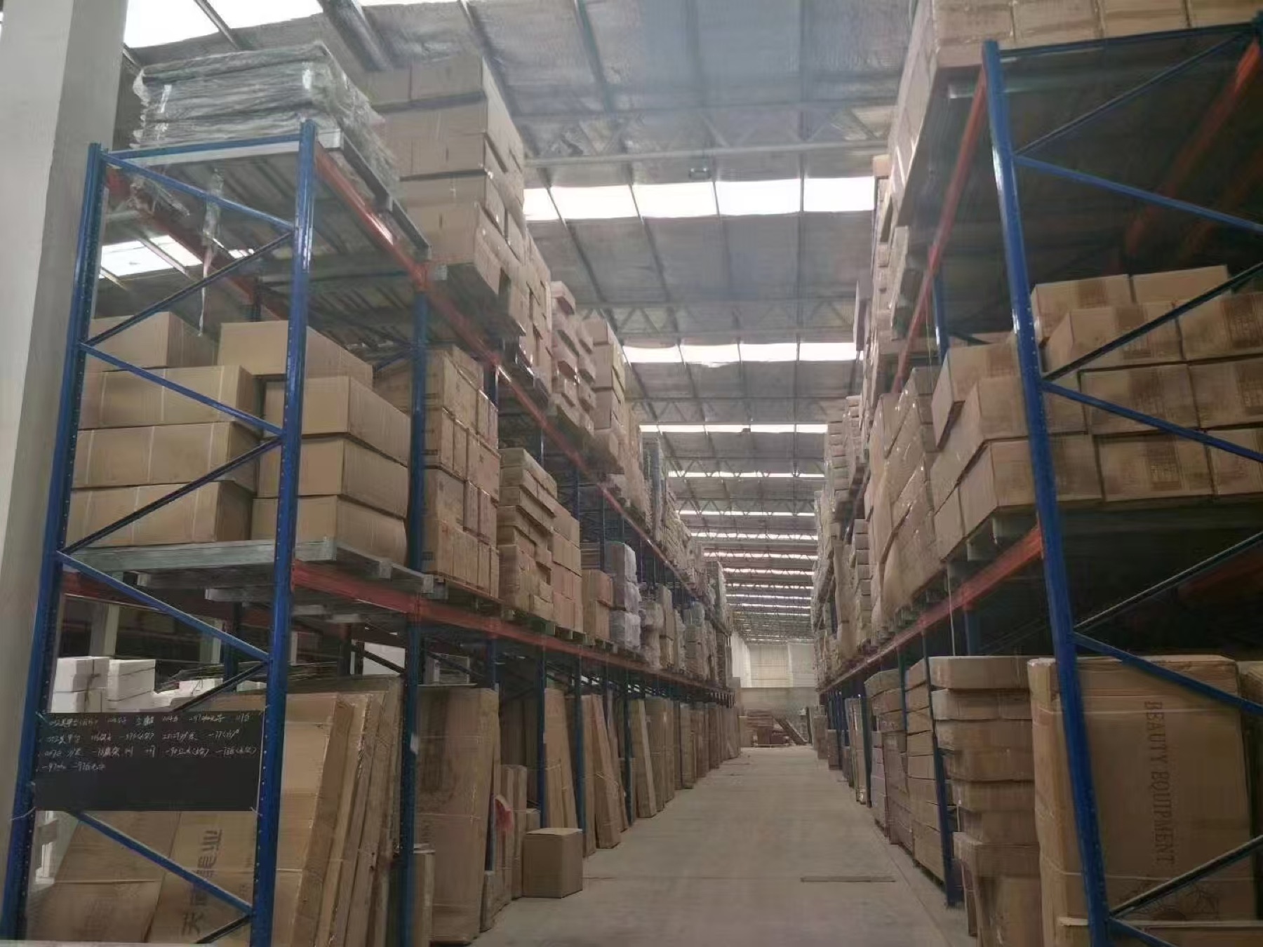 Large warehouse storing furniture cartons