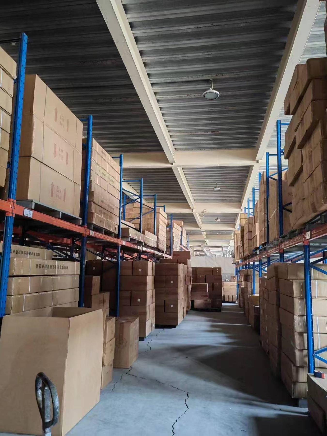 Cartons on warehouse racking